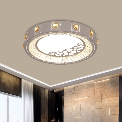 Crystal Embedded Incurvated Flush Mount Modernism White LED Ceiling Lighting for Bedroom