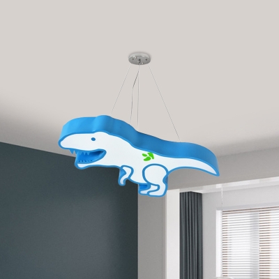Dinosaur Hanging Chandelier Cartoon Acrylic Pink/Blue LED Ceiling Suspension Lamp for Kindergarten