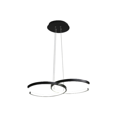 Double C Metal Chandelier Light Fixture Simplicity LED Black/White Suspension Pendant in Warm/White Light