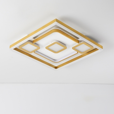Gold Square Ceiling Light Fixture Modernist LED Aluminum Flush Mount Lamp for Bedroom