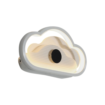 Loving Heart/Cloud Bedside Wall Sconce Acrylic LED Contemporary Wall Mounted Lamp in Black/White