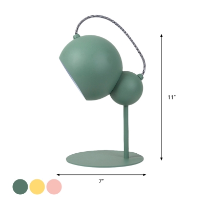 Metallic Spherical Table Lamp Macaron 1 Head Nightstand Light with Adjustable Design in Pink/Yellow/Green