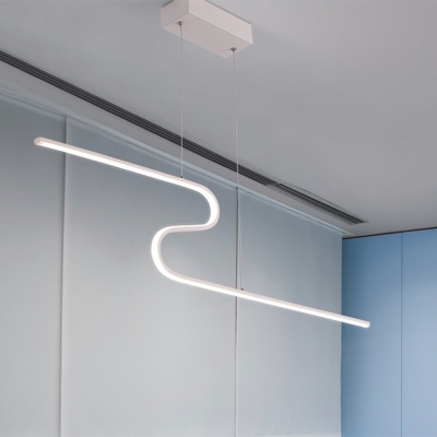 Metallic Zigzag Island Lighting Ideas Minimalist Black/White LED Hanging Lamp Kit in Warm/White Light