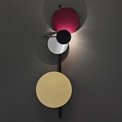 Modern Circles Wall Mounted Light Metal LED Living Room Surface Wall Sconce in Red/Pink/Blue