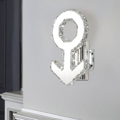 Modern Male Gender Wall Lighting Faceted Crystal LED Corridor Wall Light Sconce in Stainless-Steel, Warm/White Light