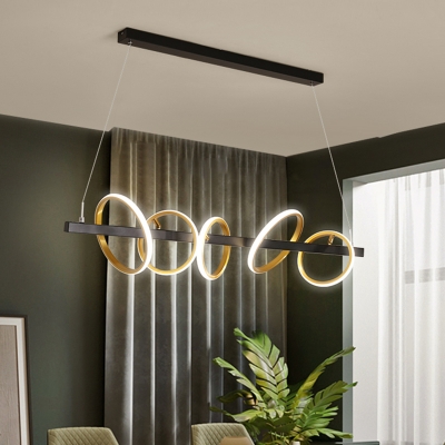 Modernity Loop Cluster Pendant Metal 4/5 Lights Dining Room Hanging Ceiling Light in Gold, Warm/White Light