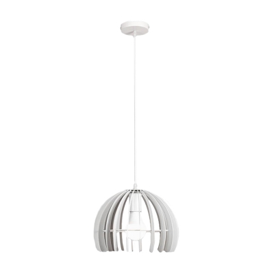 Nordic 1 Bulb Pendant Light Kit Black/White Dome Suspension Lighting with Metallic Slice Shade