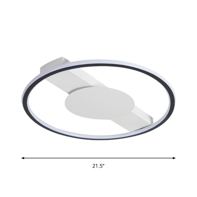 Simplicity LED Ceiling Flush Black Round Flush Mount Light with Acrylic Shade, 18