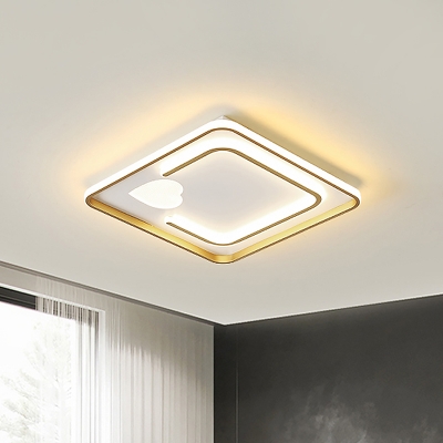 Squared Ceiling Flush Mount Contemporary Acrylic LED Bedroom Flush Light in Gold