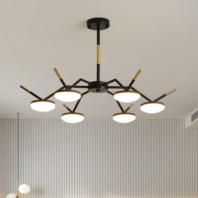 Starburst Living Room Pendant Chandelier Metal 6 Heads Contemporary LED Hanging Ceiling Light in Black