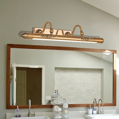 Stick Metal Wall Mounted Lamp Minimalist LED Brass Vanity Lighting with 2 Arched Arm