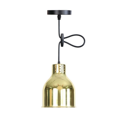 Polished Gold 1-Light Down Lighting Warehouse Iron Oval/Bell/Dome Shade Hanging Pendant Light