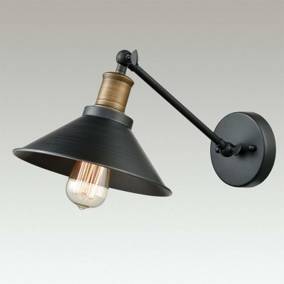 Tapered Metallic Wall Lamp Fixture Vintage 1/2-Head Kitchen Rotatable Wall Mounted Light in Black