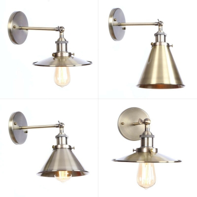 1 Bulb Swing Arm Wall Lighting Ideas Warehouse Cone/Saucer Shade Iron Wall Mounted Light in Bronze
