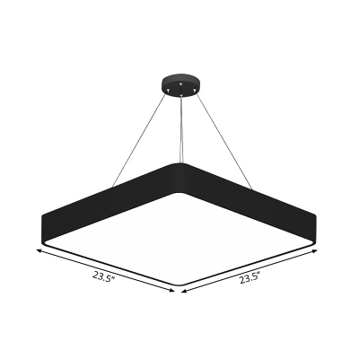 Office LED Pendant Ceiling Light Simple Black Hanging Lamp with Square Acrylic Shade, 18