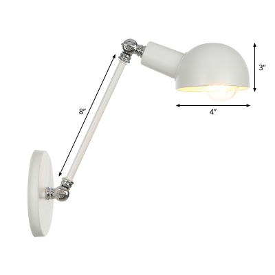 White Dome Reading Wall Light Industrial Metal 8