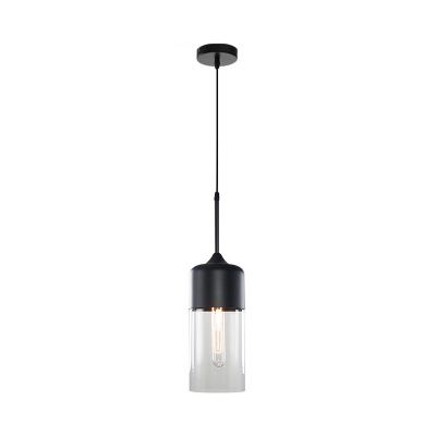 Black Canning Jar Pendant Lamp Industrial Clear Glass 1 Bulb Dinging Room Ceiling Suspension Lamp