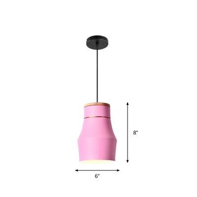 Pink Cone/Oval/Cylinder Pendant Lamp Macaron Single Metallic Suspended Lighting Fixture for Dining Room