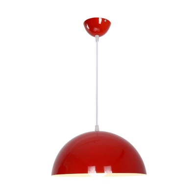 Red/White/Blue Hemisphere Pendulum Light Macaron 1 Bulb Metal Suspension Pendant over Kitchen Bar