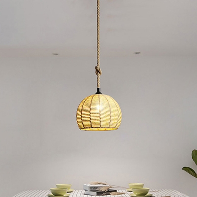 Roped Dome Shade Drop Pendant Cottage Single 10