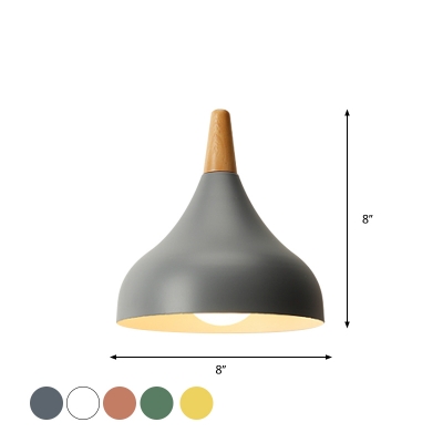 Swell Shade Ceiling Light Macaron Metal 1 Head Restaurant Pendant Lighting Fixture in Grey/Pink/Yellow