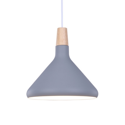 Aluminum Cone Down Lighting Nordic 1-Light Black/Grey/White Hanging Pendant Light with Wood Cork