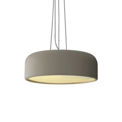 Macaron Drum Pendant Ceiling Light Metal 1 Head Restaurant Hanging Lamp Kit in Brown/Blue/Green with Recessed Diffuser