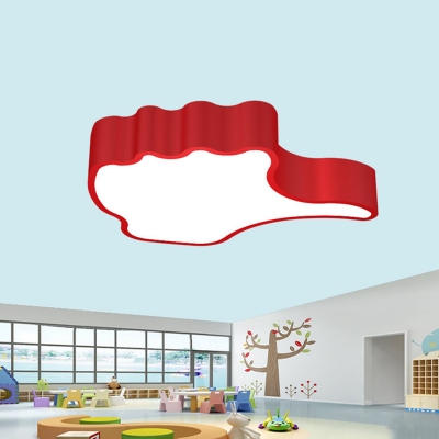 Thumb-Up Shaped Ceiling Lamp Creative Acrylic Nursery LED Flush Mount Light in White/Red/Pink