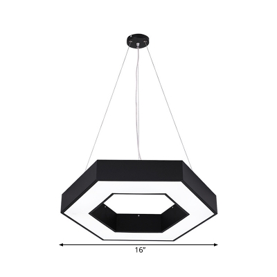 Black Hexagonal LED Pendant Light Contemporary Acrylic LED Hanging Lamp Kit for Office