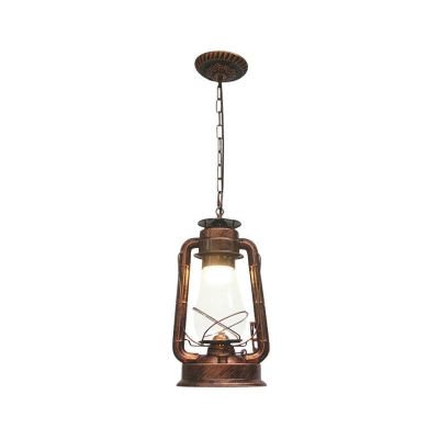 Kerosene Bistro Hanging Ceiling Light Nautical Metal 1-Light Black/Copper/Bronze Finish Pendant Light Fixture
