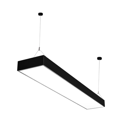 LED Aisle Ceiling Pendant Lamp Nordic Black/White Hanging Light with Rectangular Acrylic Shade, 4