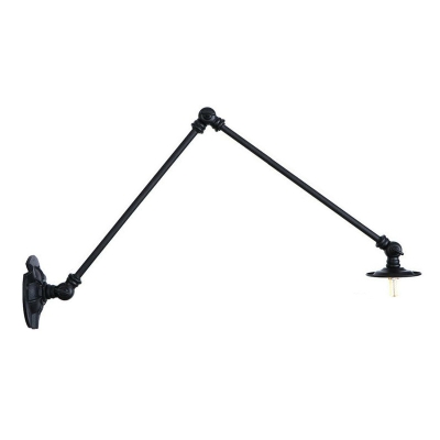 1 Bulb Flat Shade Wall Lighting Ideas Industrial Black Iron Wall Mount Lamp with Adjustable Arm, 4
