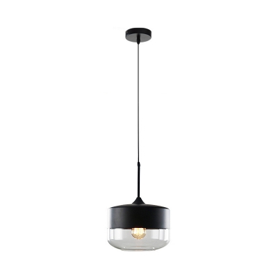 Black Canning Jar Pendant Lamp Industrial Clear Glass 1 Bulb Dinging Room Ceiling Suspension Lamp