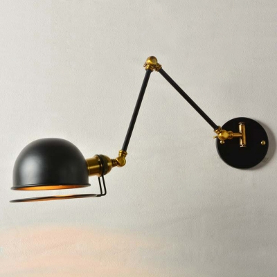 Black Dome Wall Mount Lamp Industrial Metal 1 Head Bistro Wall Lighting Ideas with 4
