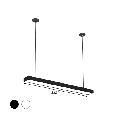 Modern Plank-Shaped Drop Pendant Acrylic Workshop LED Ceiling Hanging Light in Black, 23.5