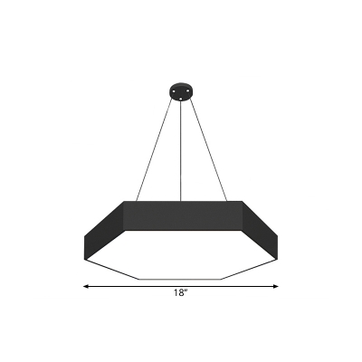 Modernism LED Drop Lamp Black Hexagonal Pendant Ceiling Light with Acrylic Shade, 18