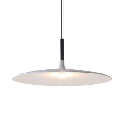 Nordic Creative Flat Shade Pendant Aluminum 1 Head Dining Room Ceiling Suspension Lamp in Grey/White/Orange