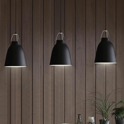 Carillon-Like Aluminum Drop Pendant Macaron Single Black/Grey/Pink Down Lighting for Living Room