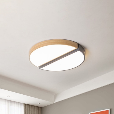 Metal Spliced Round Flush Ceiling Light Nordic Grey/Green LED Flushmount Lighting in Warm/White Light, 16.5