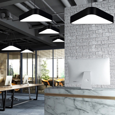 Triangular LED Hanging Light Kit Nordic Acrylic Office Drop Pendant in Black, 16
