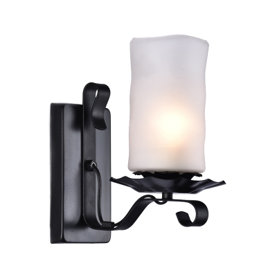 1 Head White/Brown Glass Wall Light Nautical Black Pillar Candle/Kerosene Kitchen Wall Mount Lighting Fixture