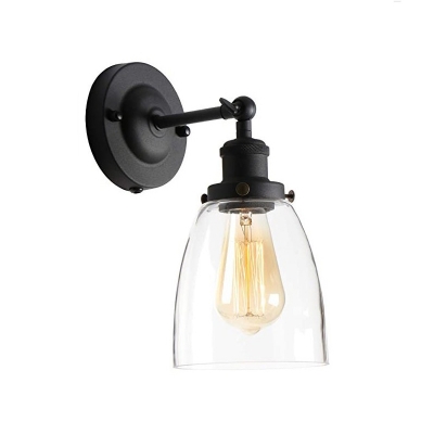 Bell Clear Glass Rotating Wall Light Factory 1-Bulb Bedside Wall Mounted Lamp in Black/Brass