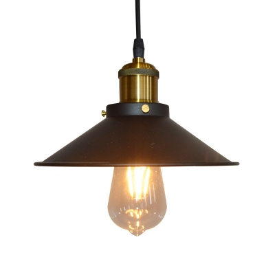 Black Flared Pendant Light Fixture Factory Metal 1 Bulb Dining Table Ceiling Hang Lamp