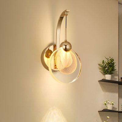 Circular Wall Lighting Fixture Modernity Clear Crystal Dining Room LED Wall Sconce in Gold