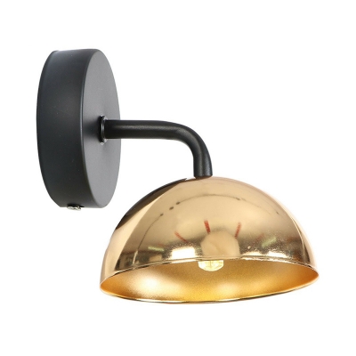 Rose Gold/Brass Bowl Shade Wall Lamp Industrial Iron Single-Bulb Dining Room Wall Mounted Lighting