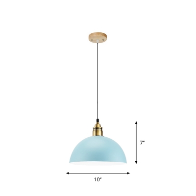 Round/Cone/Bowl Pendant Ceiling Light Nordic Metallic Single White/Pink/Blue Finish Pendulum Light for Bedroom
