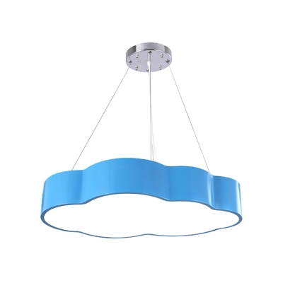 Cartoon Cloud Hanging Lamp Kit Metallic Child Care LED Ceiling Pendant in Red/Yellow/Blue, 20.5