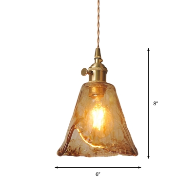Cloud Glass Coffee Pendant Lighting Trapezoid/Round 1 Bulb Vintage Hanging Ceiling Light over Dining Table