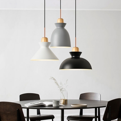 Cone/Bell/Bowl Small Pendant Lighting Macaron Iron 1 Bulb Kitchen Dinette Hanging Ceiling Light in Pink/Orange/White