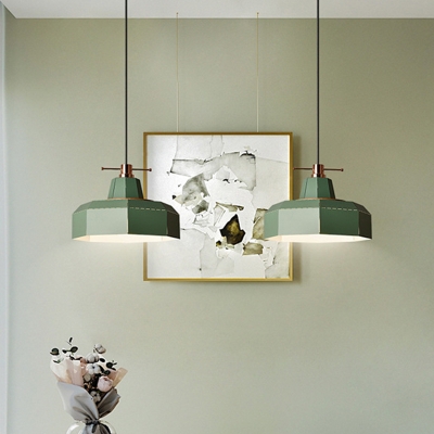 Droplet/Oval/Barn Ceiling Hanging Lantern Macaron Metal 1-Light Pink/Green/Blue Laser-Cut Pendant Light over Table